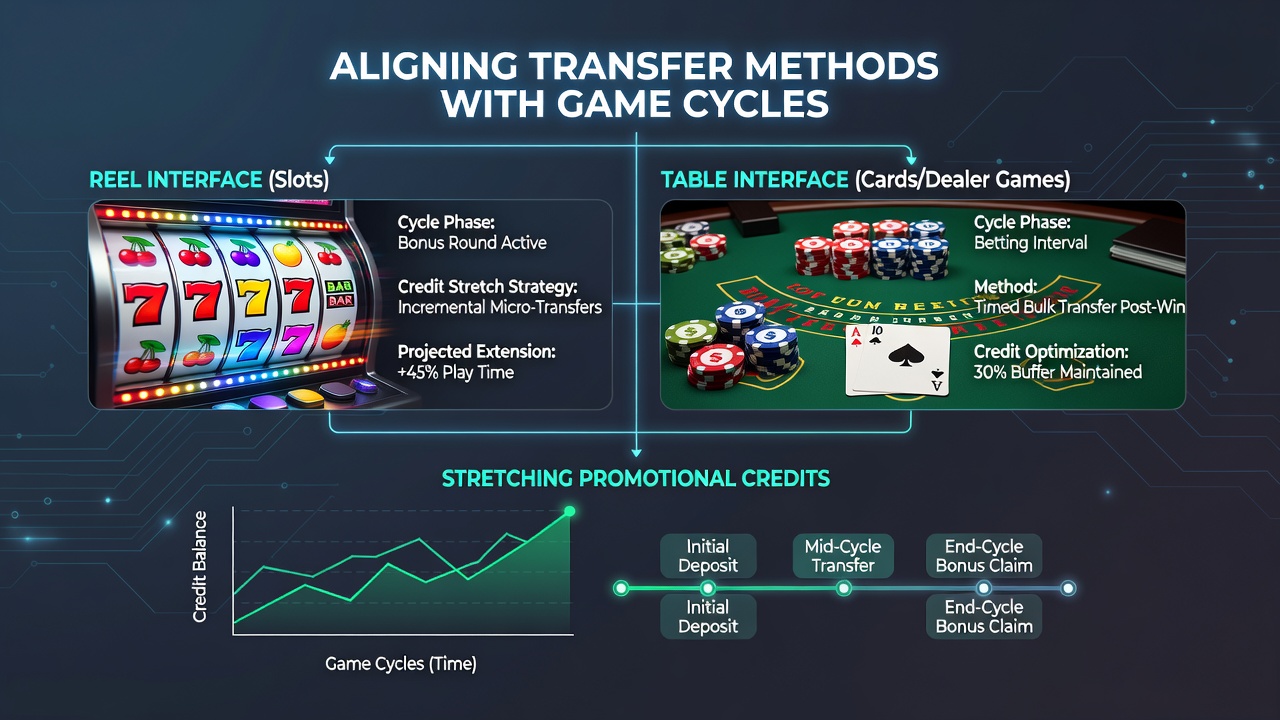 Screenshot of casino interface displaying synchronized deposit status during live table play and slot sessions