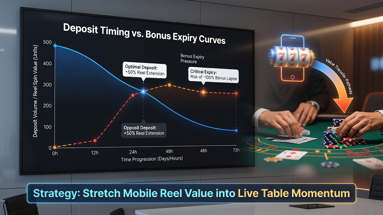 Graph showing deposit timing curves overlapping with bonus expiry timelines and live table conversion rates